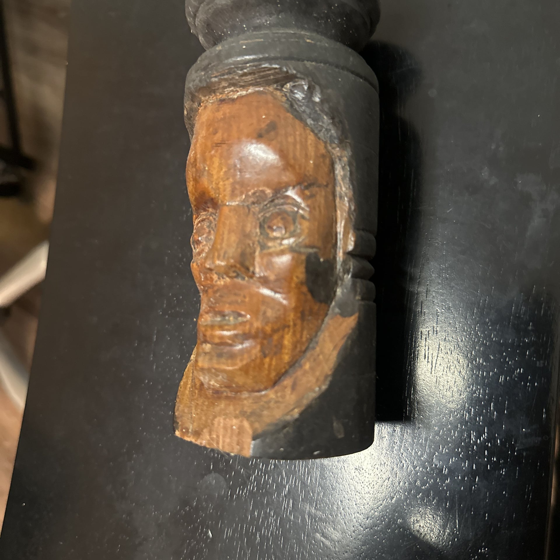 Vintage France SIC Hand Carved Wood Portraits of an Couple: Old Man / Old Woman 4