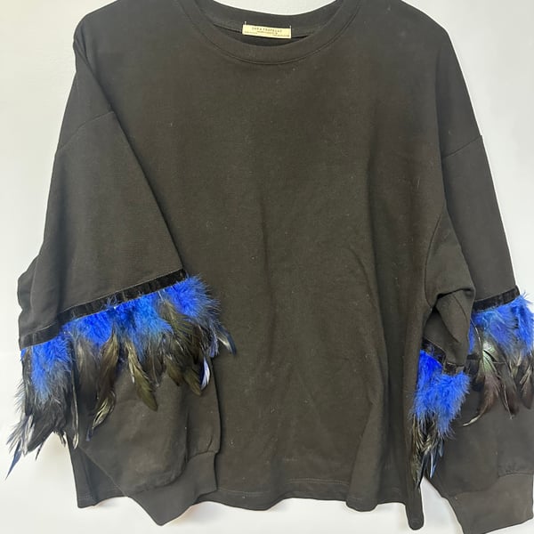 Zara Feather-Accent Sweater