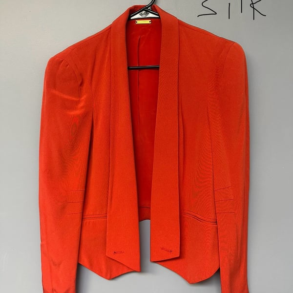 Rebecca Minkoff Orange Asymmetrical Silk Blazer Jacket size 2