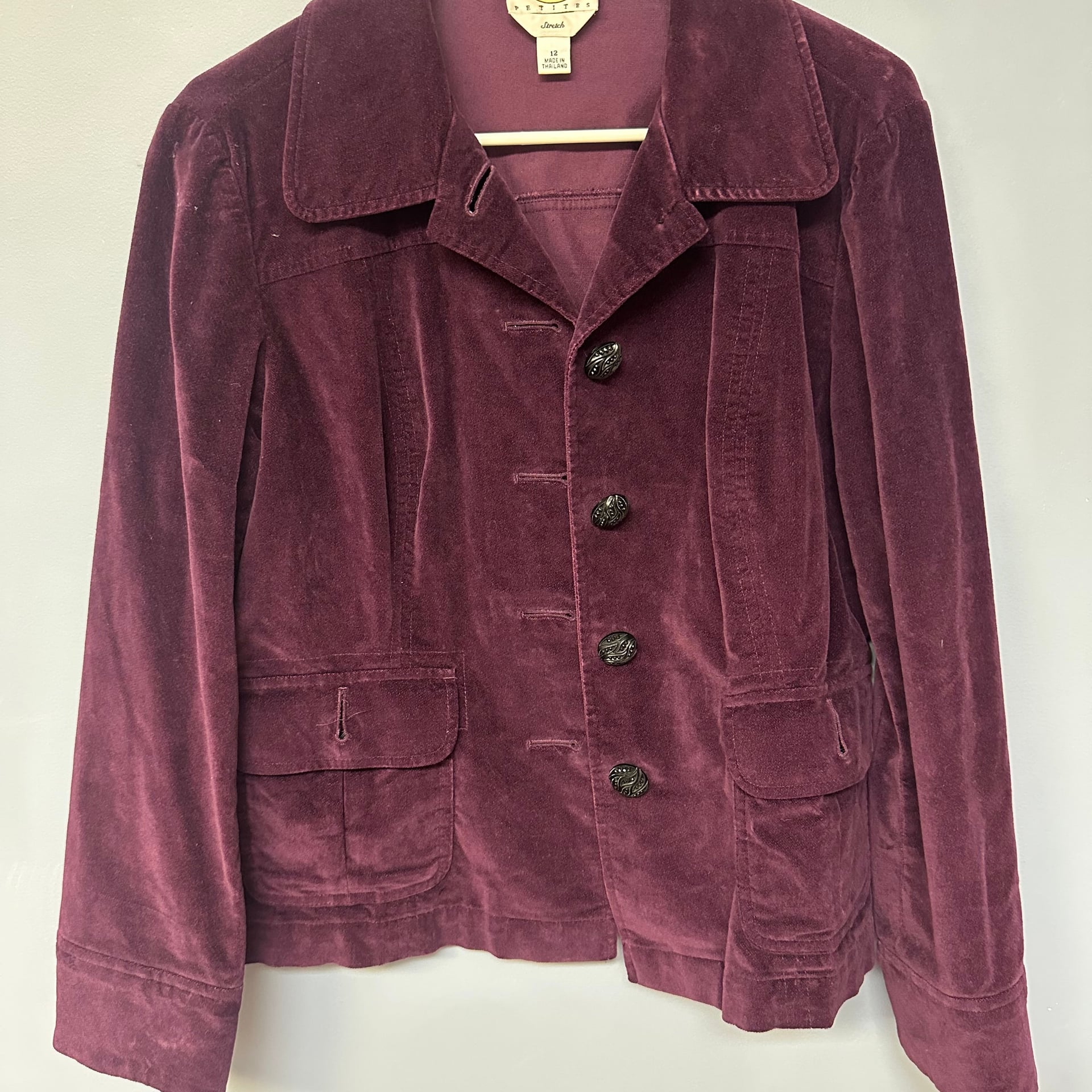 Talbots Aberdeen purple Velvet Blazer Suit Jacket Womens Size 12 Business Formal 3