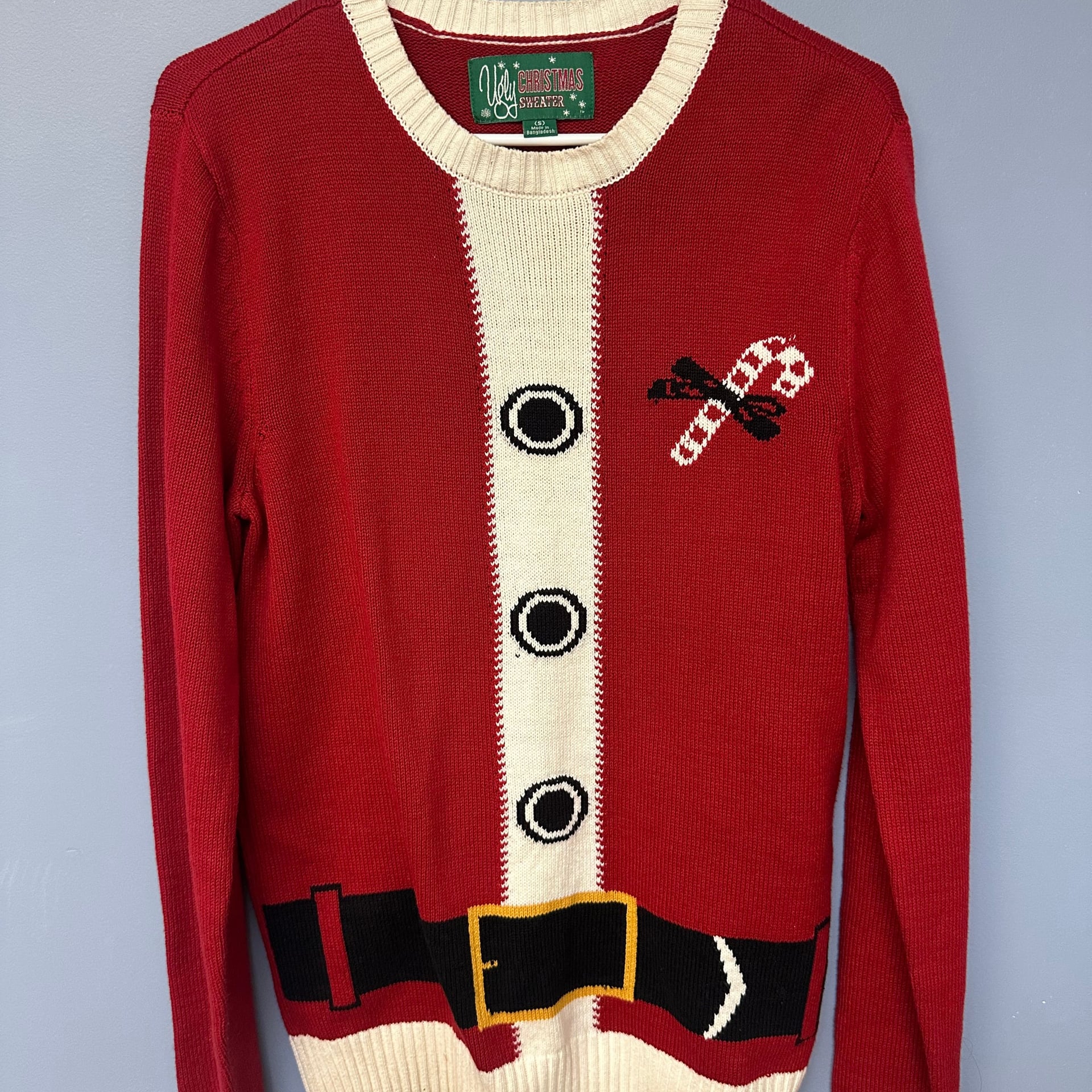 Ugly Christmas Sweater Men's Medium Red Knit Holidays Santa Classic Party 2