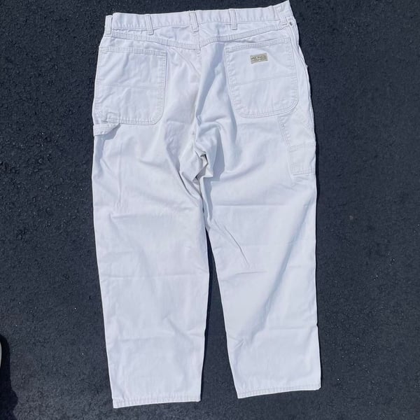 VINTAGE Wrangler Mens Carpenter Pants 38x32 Workwear Jeans Wide-Leg USA White