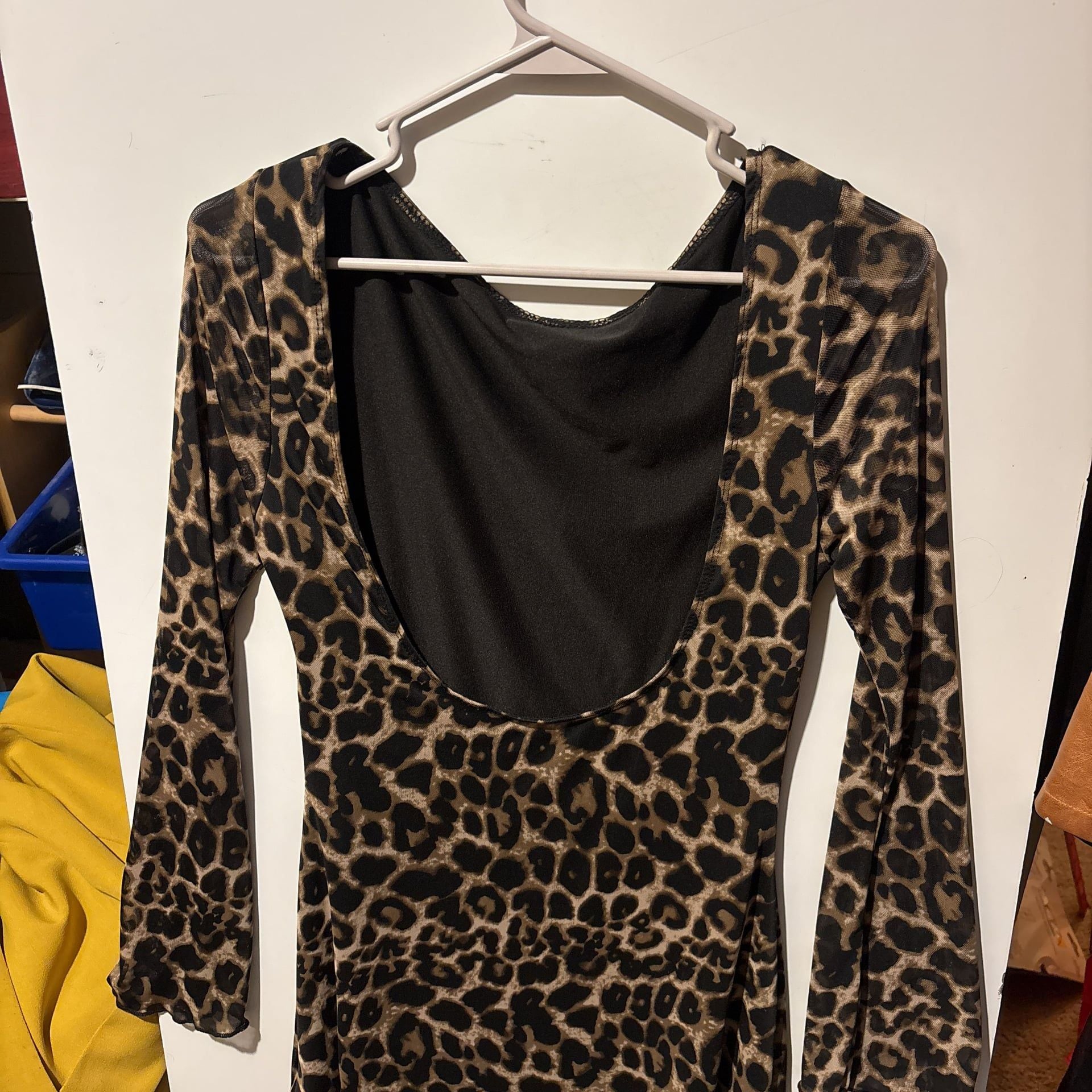 Leopard Print Long Sleeve Cowl Neck Mini Dress 4