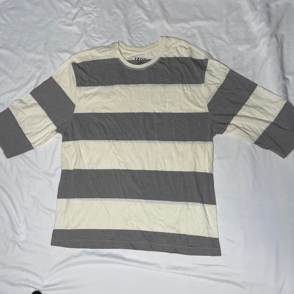 IZOD Men’s Striped Long Sleeve Shirt Cream Gray Size XL
