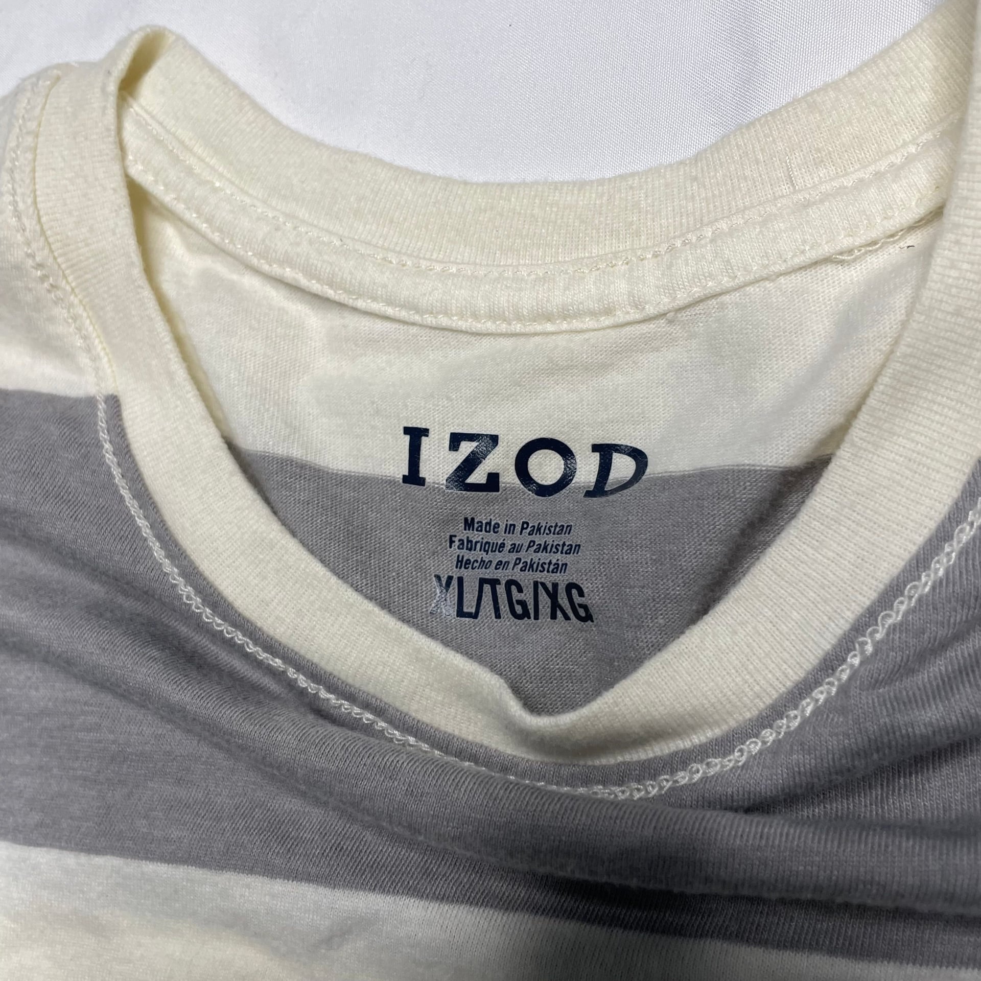IZOD Men’s Striped Long Sleeve Shirt Cream Gray Size XL 7