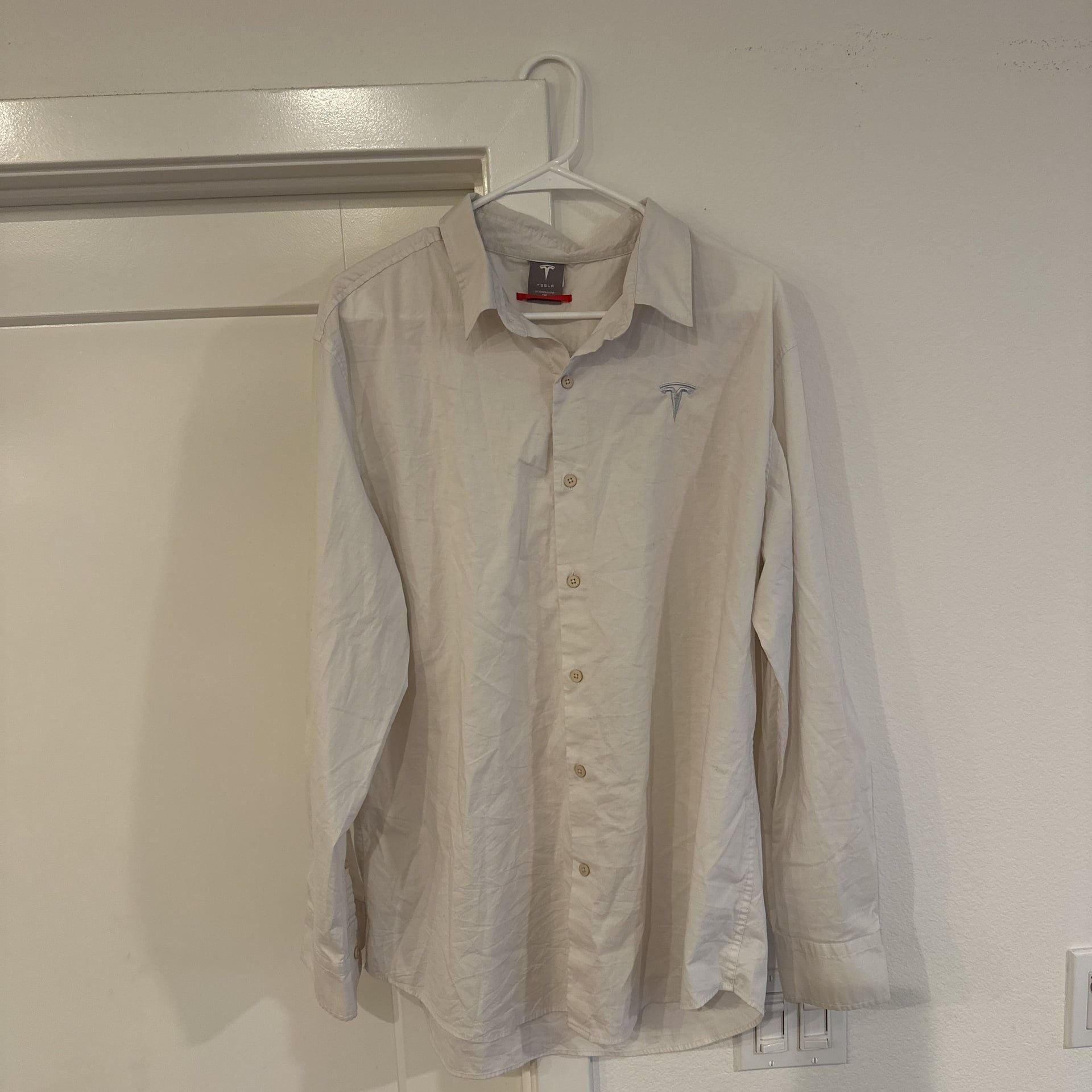 Tesla Motors Authentic Long Sleeve Button Down Shirt Men's XL White 1