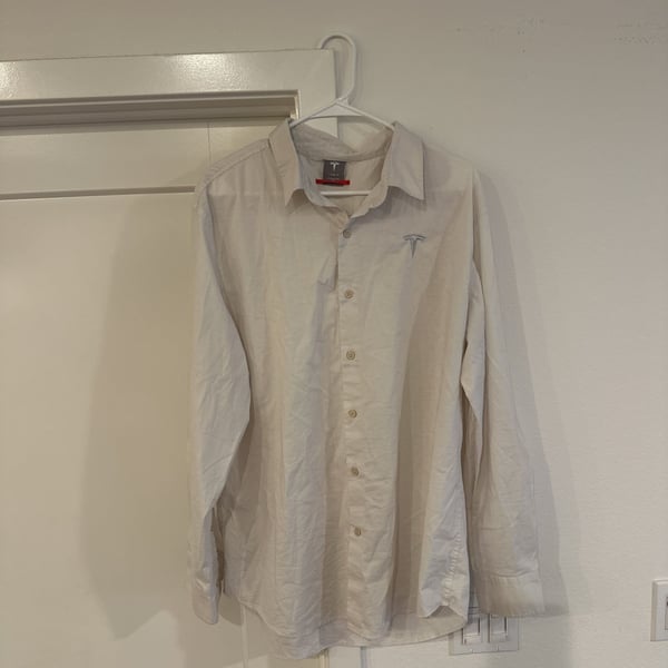 Tesla Motors Authentic Long Sleeve Button Down Shirt Men's XL White