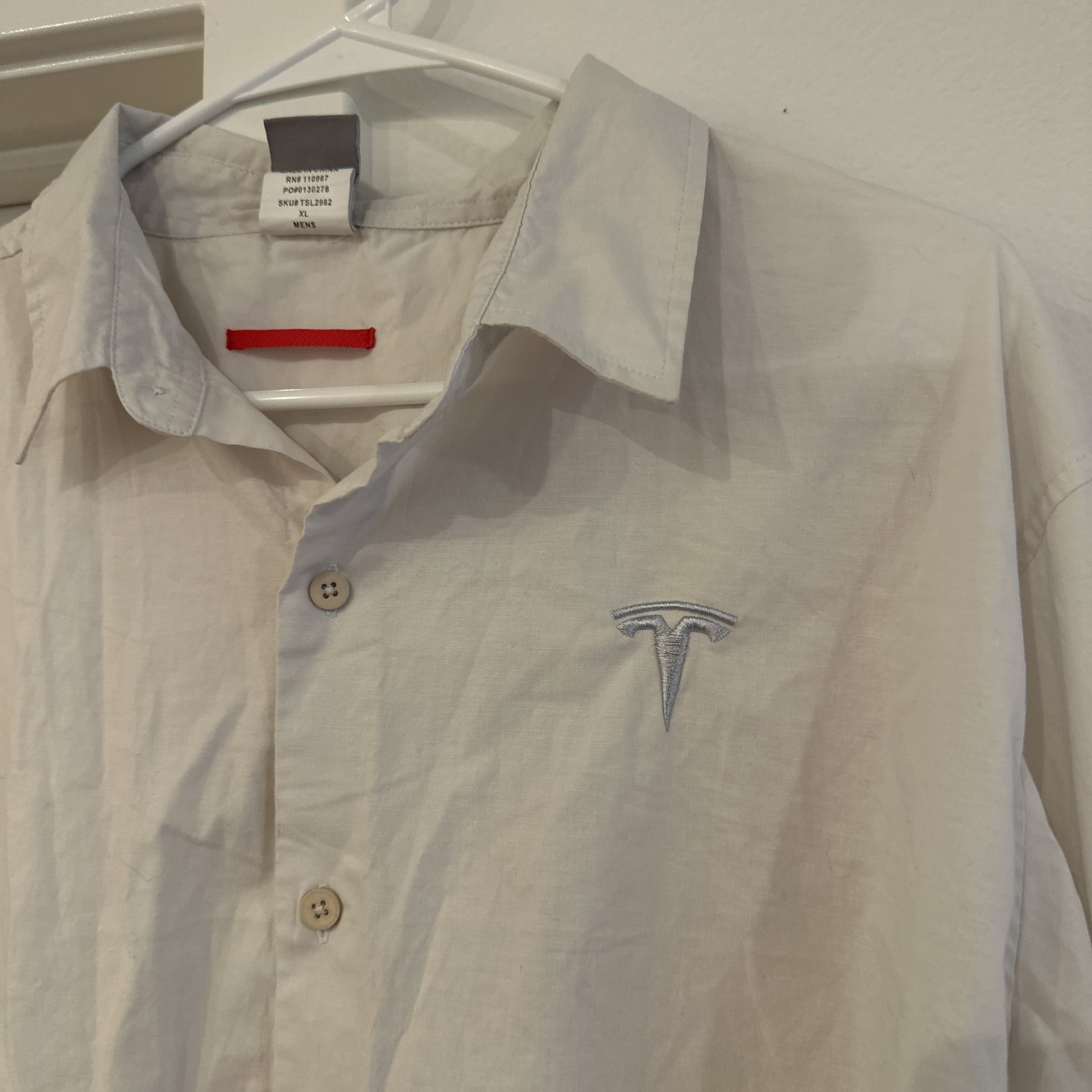 Tesla Motors Authentic Long Sleeve Button Down Shirt Men's XL White 4
