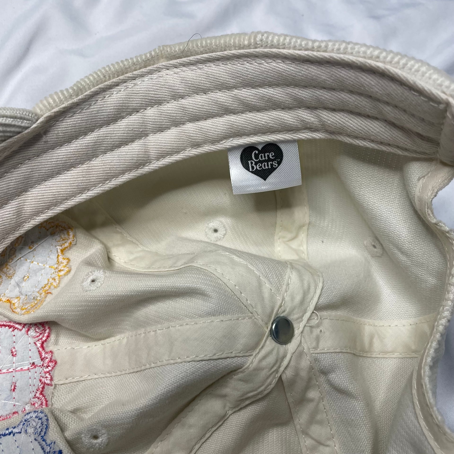 Care Bears Embroidered Corduroy Dad Hat Adjustable Strap Cream Off-White 3