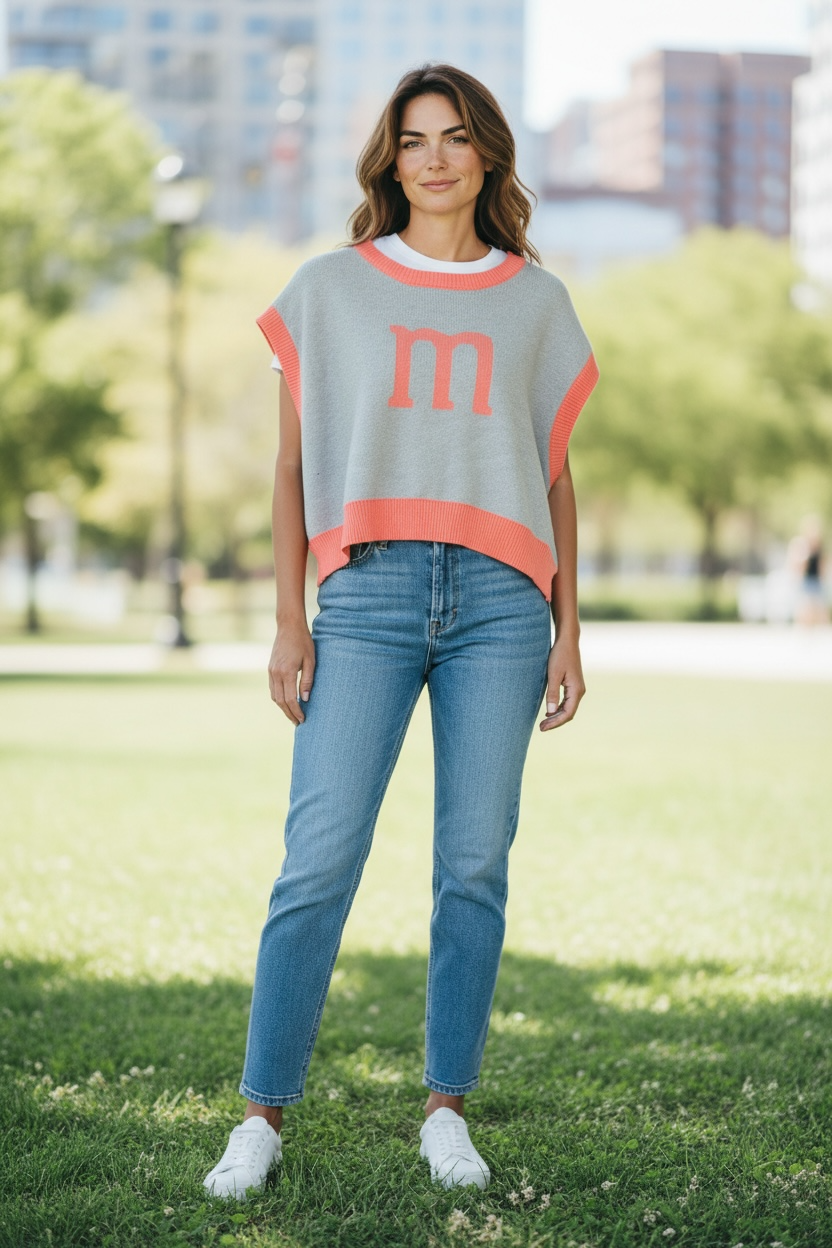 Neoity Cloud Knit Sweater, Pink and White 1