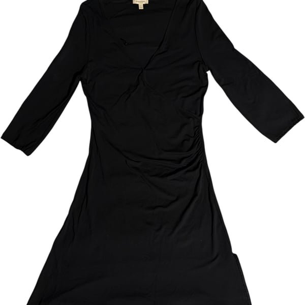 Burberry London V Neck Faux Wrap Dress Longsleeve Women’s Black Size 12