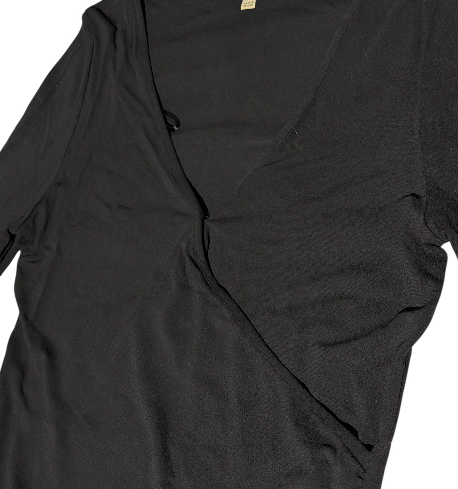 Burberry London V Neck Faux Wrap Dress Longsleeve Women’s Black Size 12 5