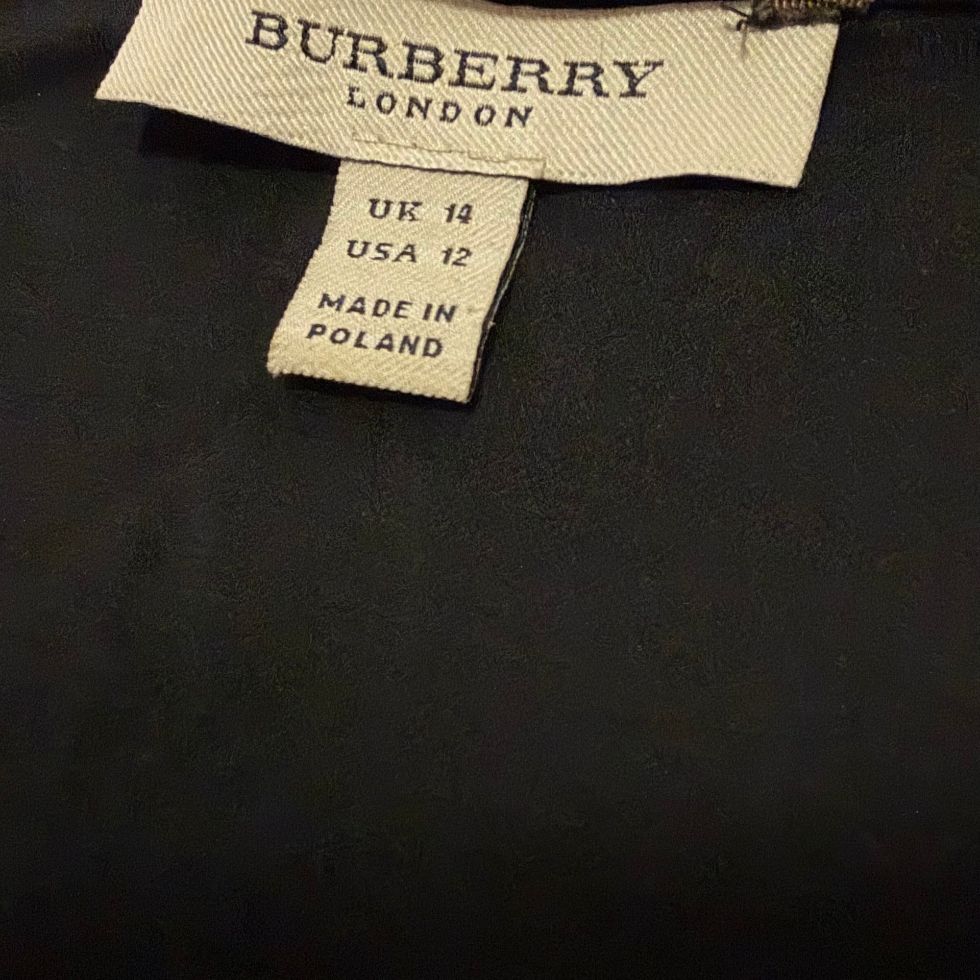 Burberry London V Neck Faux Wrap Dress Longsleeve Women’s Black Size 12 15