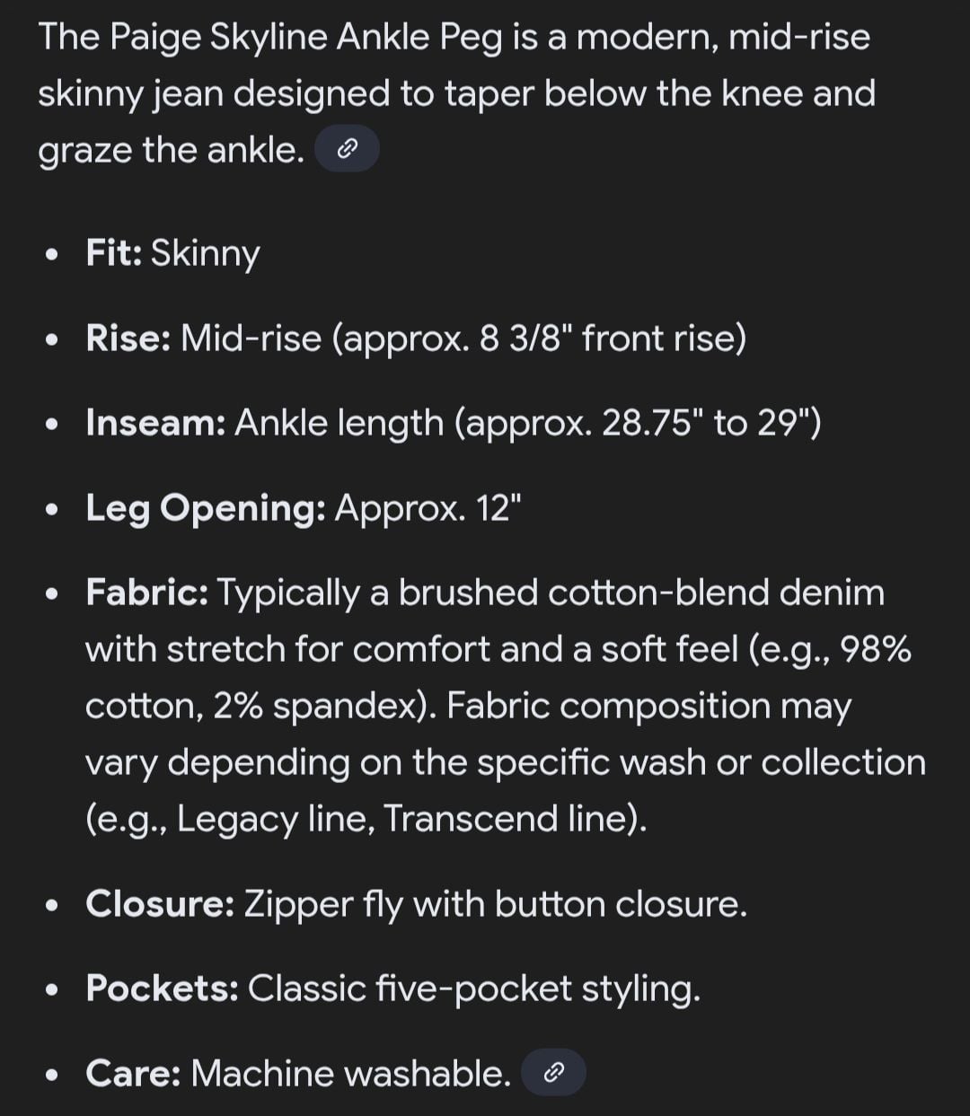 Paige Skyline Ankle Peg Jeans,skinny,Size 27 3