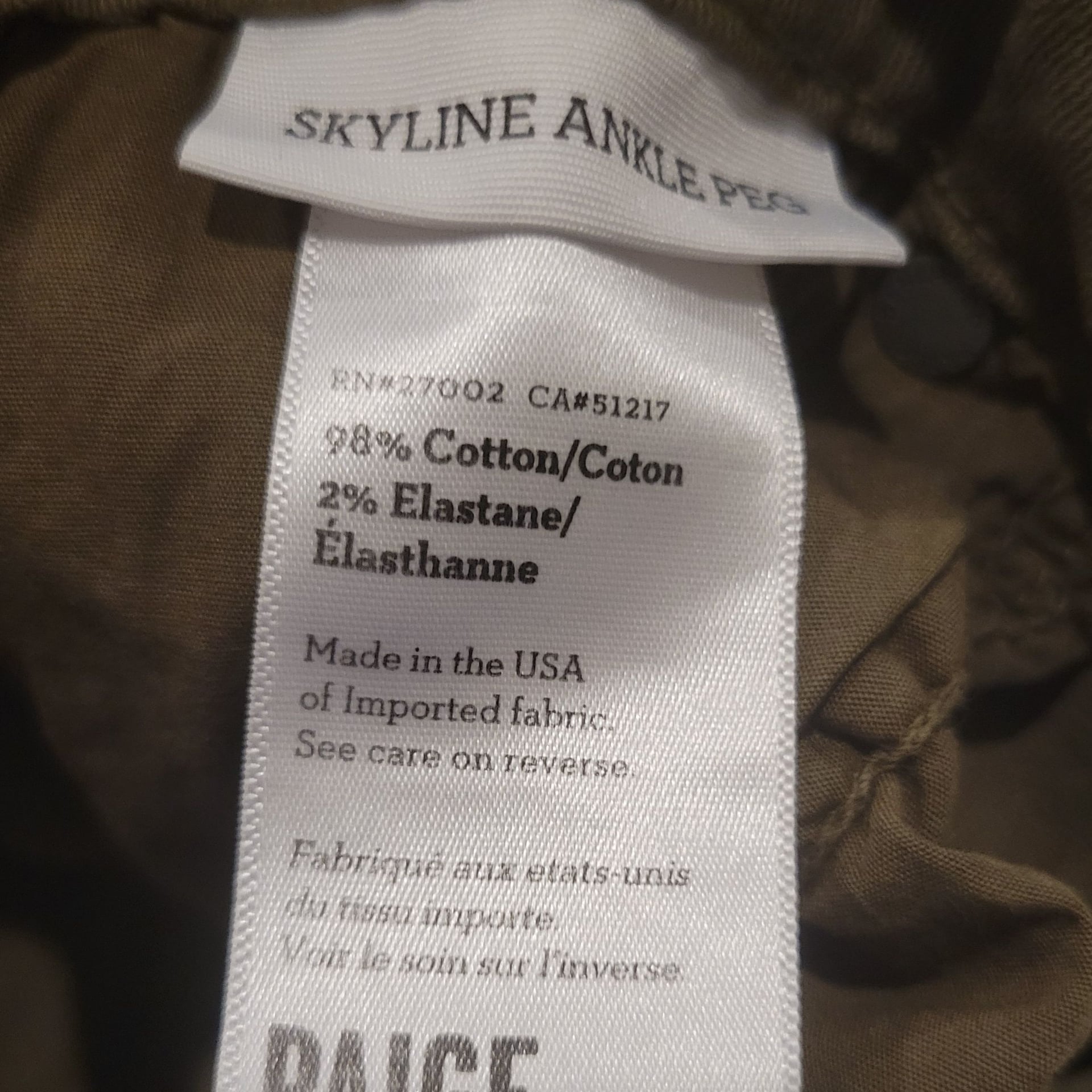 Paige Skyline Ankle Peg Jeans,skinny,Size 27 5