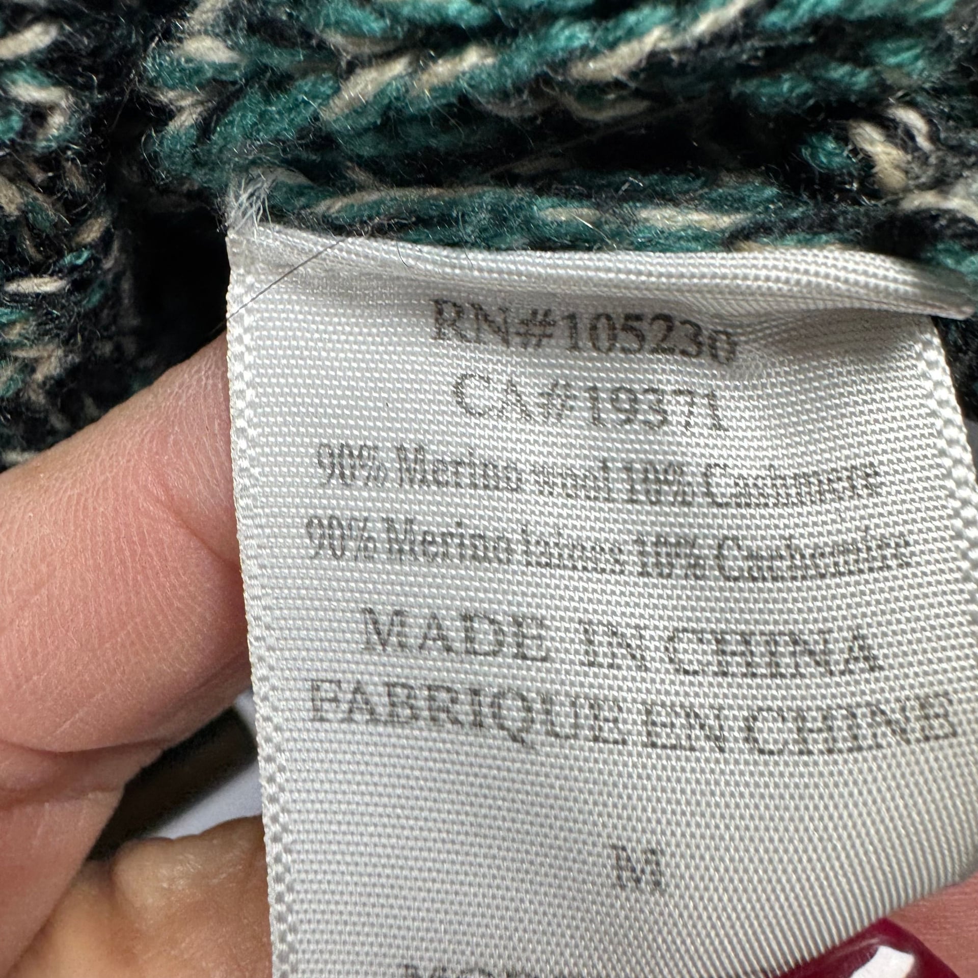 JOIE Merino Wool Cashmere Blend Green Multi Knit Cape Poncho Sweater 5