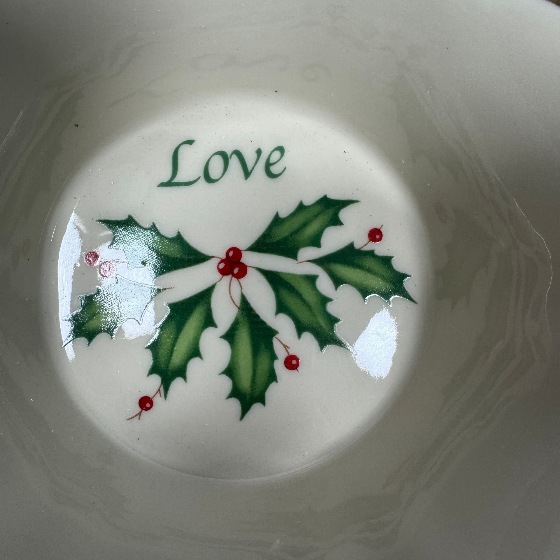 Lenox Holiday Love Round Fluted Candy Dish Bowl Holly Leaves Christmas Gilt 4.5" 2
