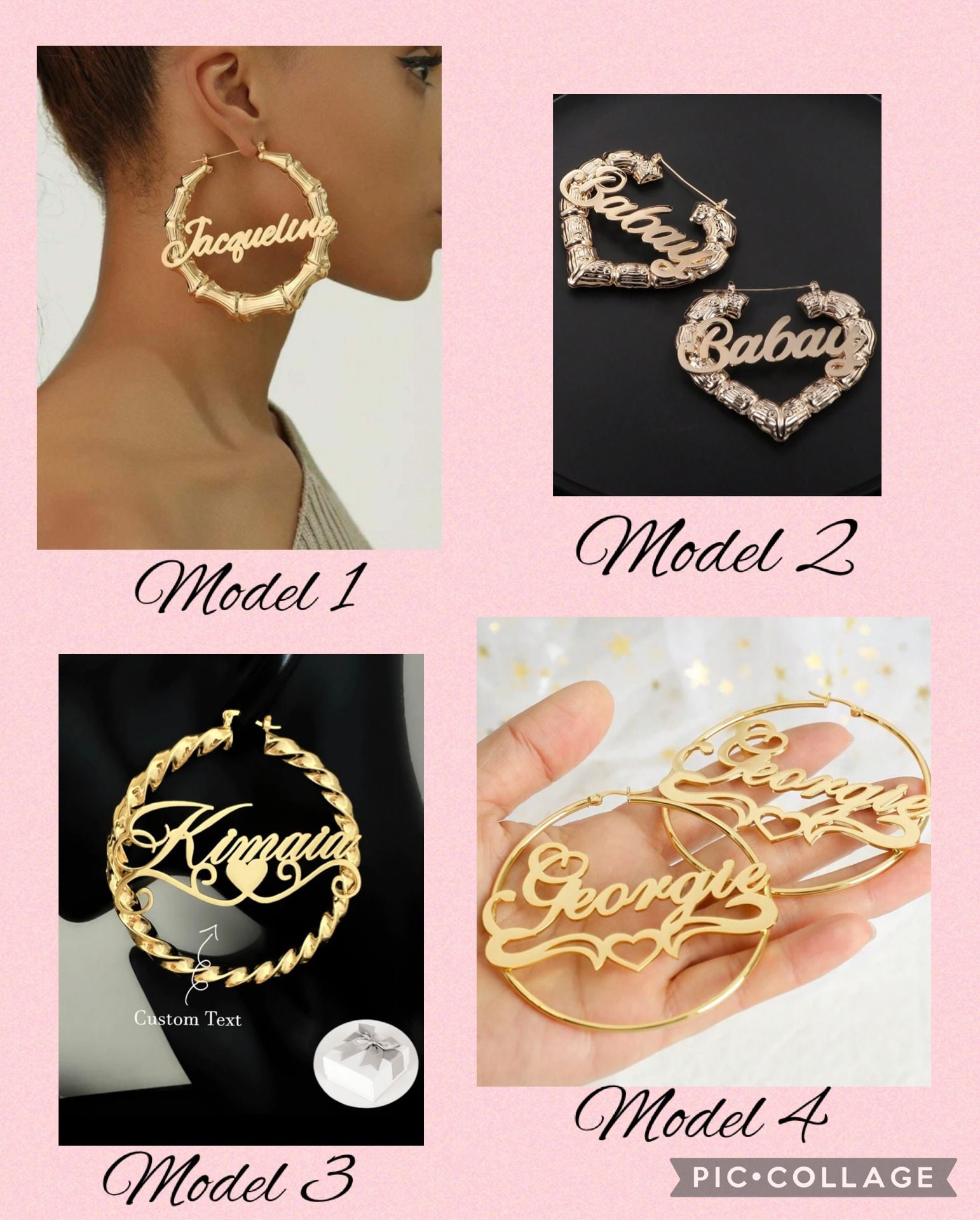 Diamond Cut Heart Nameplate Personalized Hoop Earrings – silviax, 1
