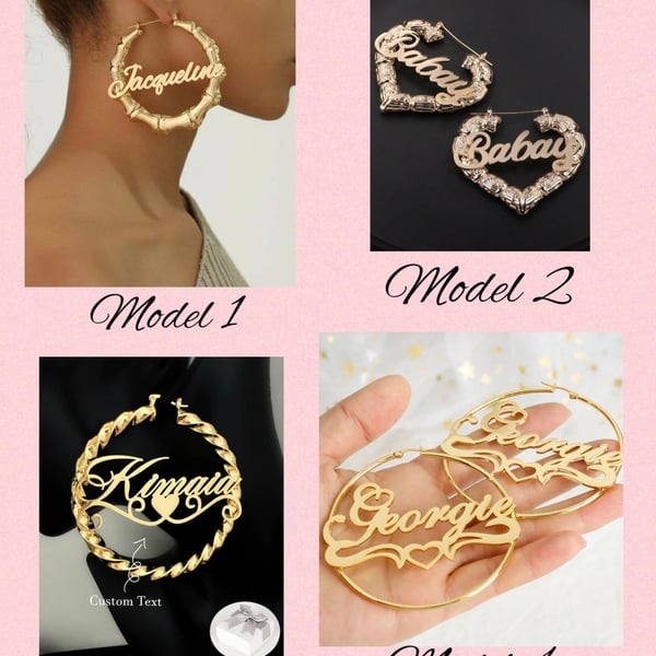 Diamond Cut Heart Nameplate Personalized Hoop Earrings – silviax,