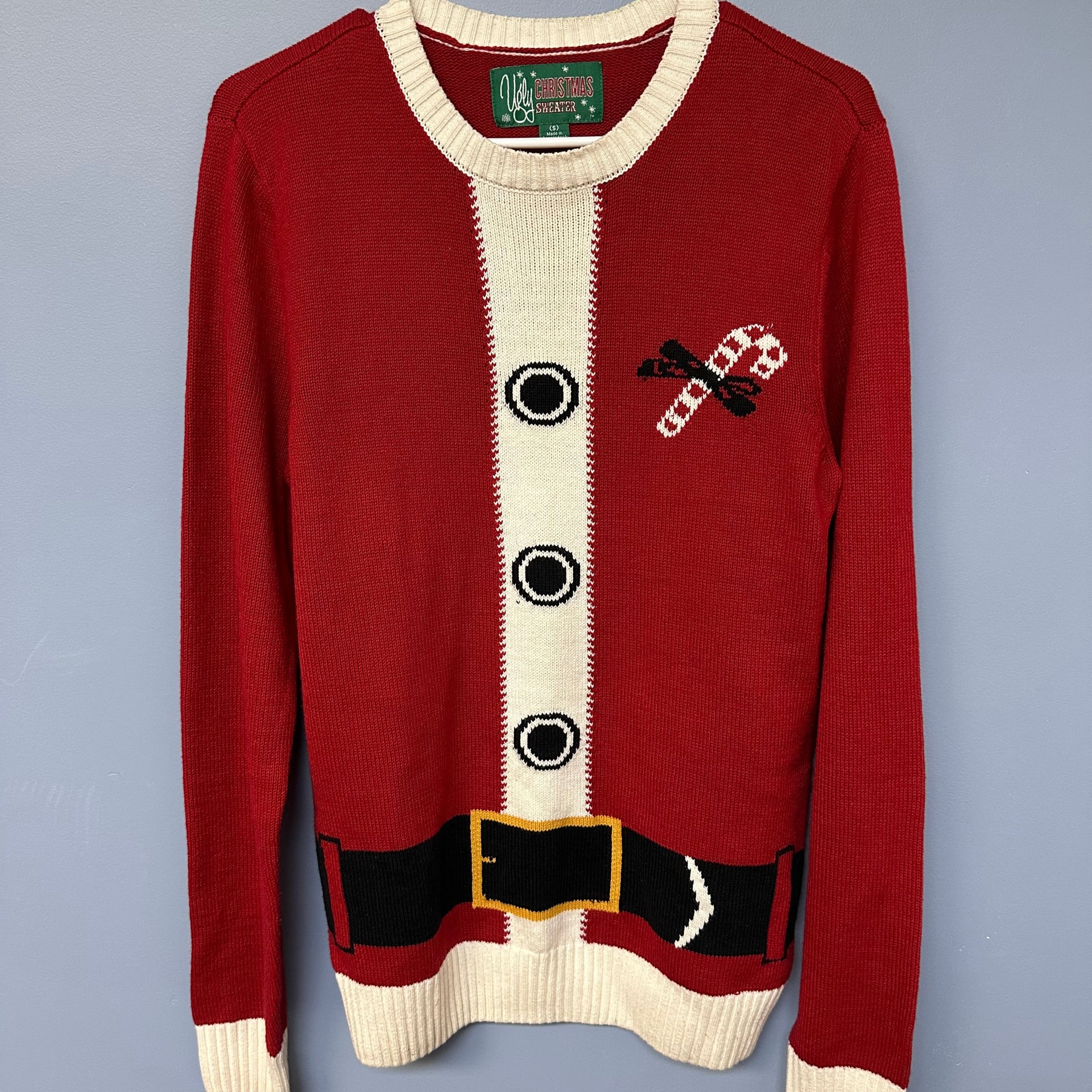 Ugly Christmas Sweater Men's Medium Red Knit Holidays Santa Classic Party 4
