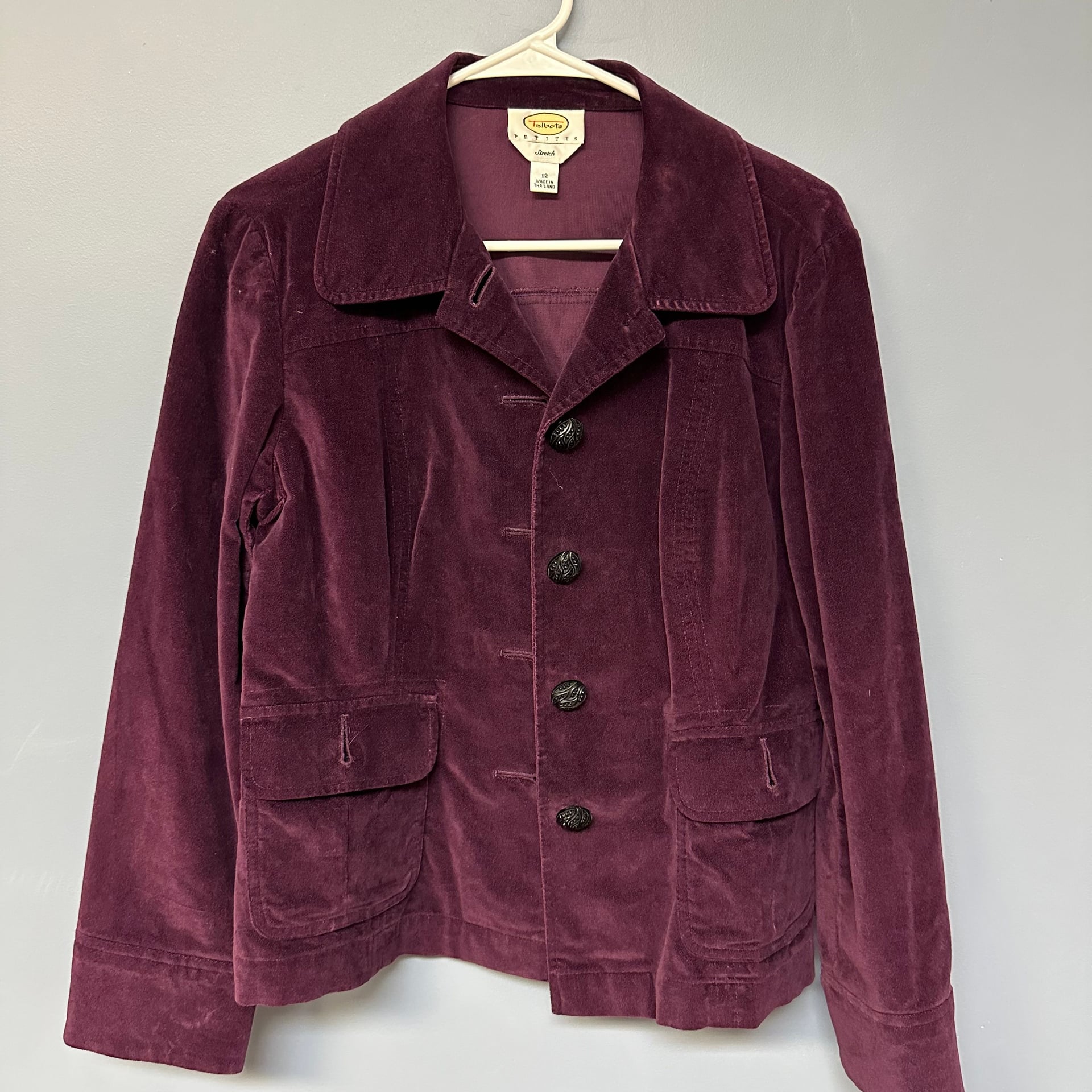 Talbots Aberdeen purple Velvet Blazer Suit Jacket Womens Size 12 Business Formal 4