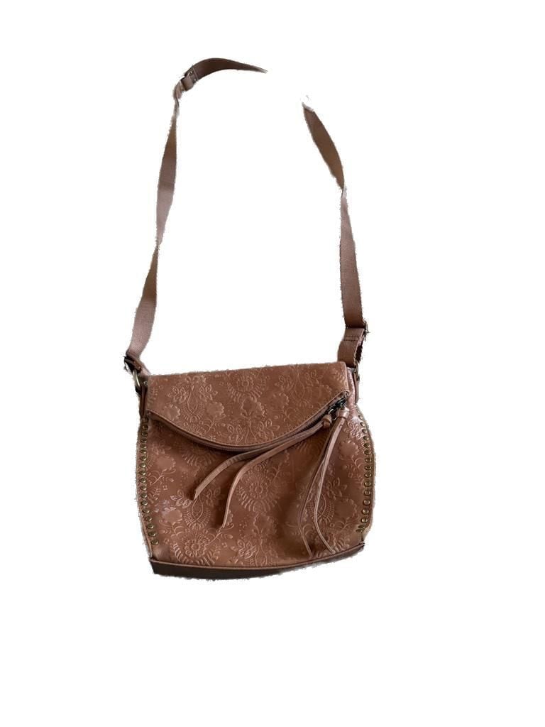 The Sak Silverlake Flap Crossbody Leather Tobacco Floral Embossed Bag 6