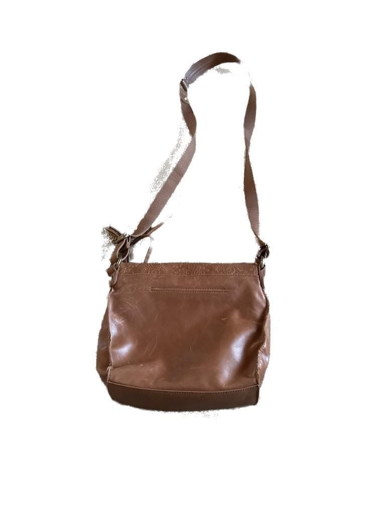 The Sak Silverlake Flap Crossbody Leather Tobacco Floral Embossed Bag 7