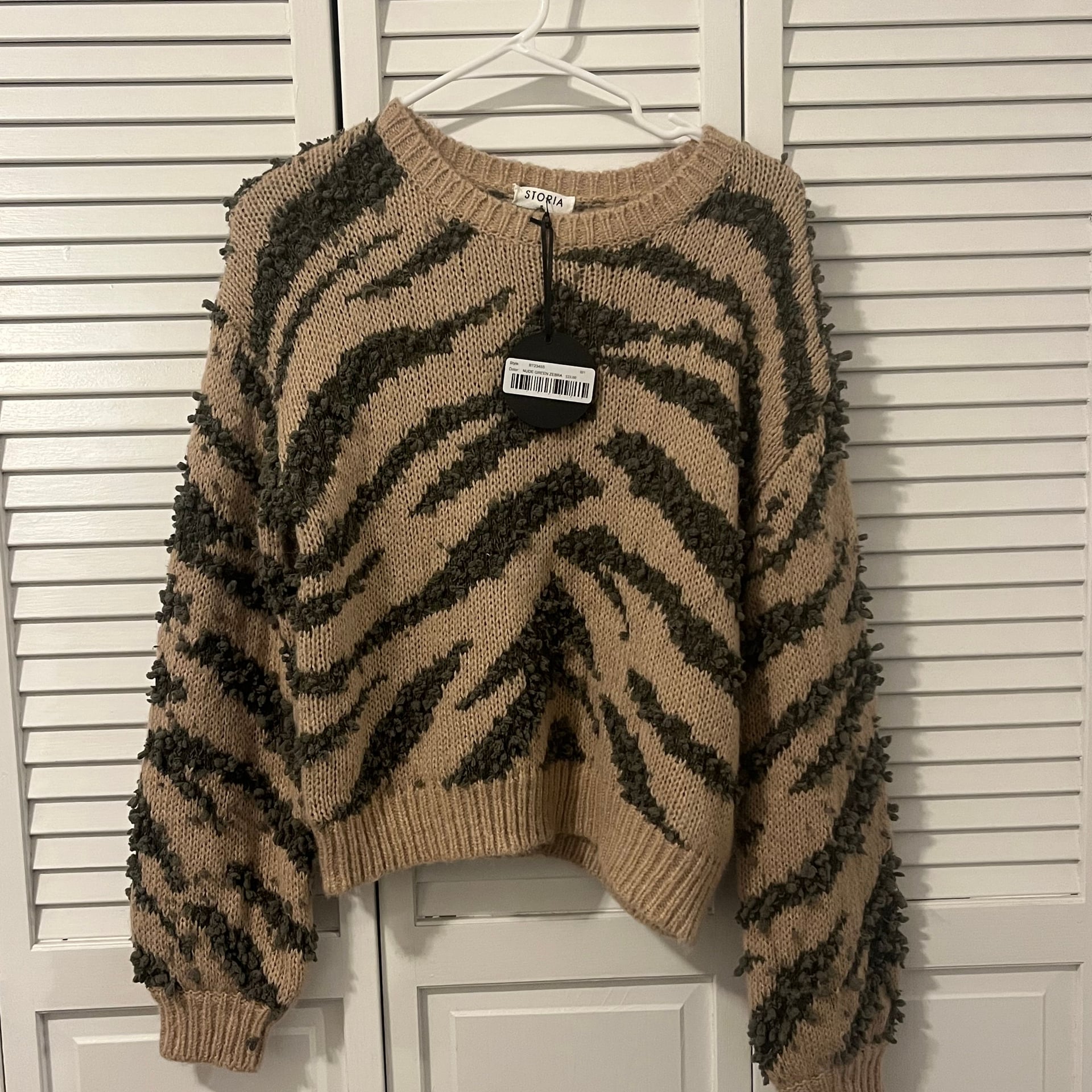 American Eagle Zebra Print Cropped Wool Sweater 1