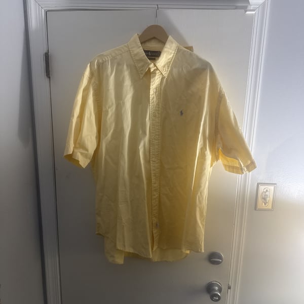 Ralph Lauren Shirt Mens Large Blake Solid Yellow Long Sleeve Button Up
