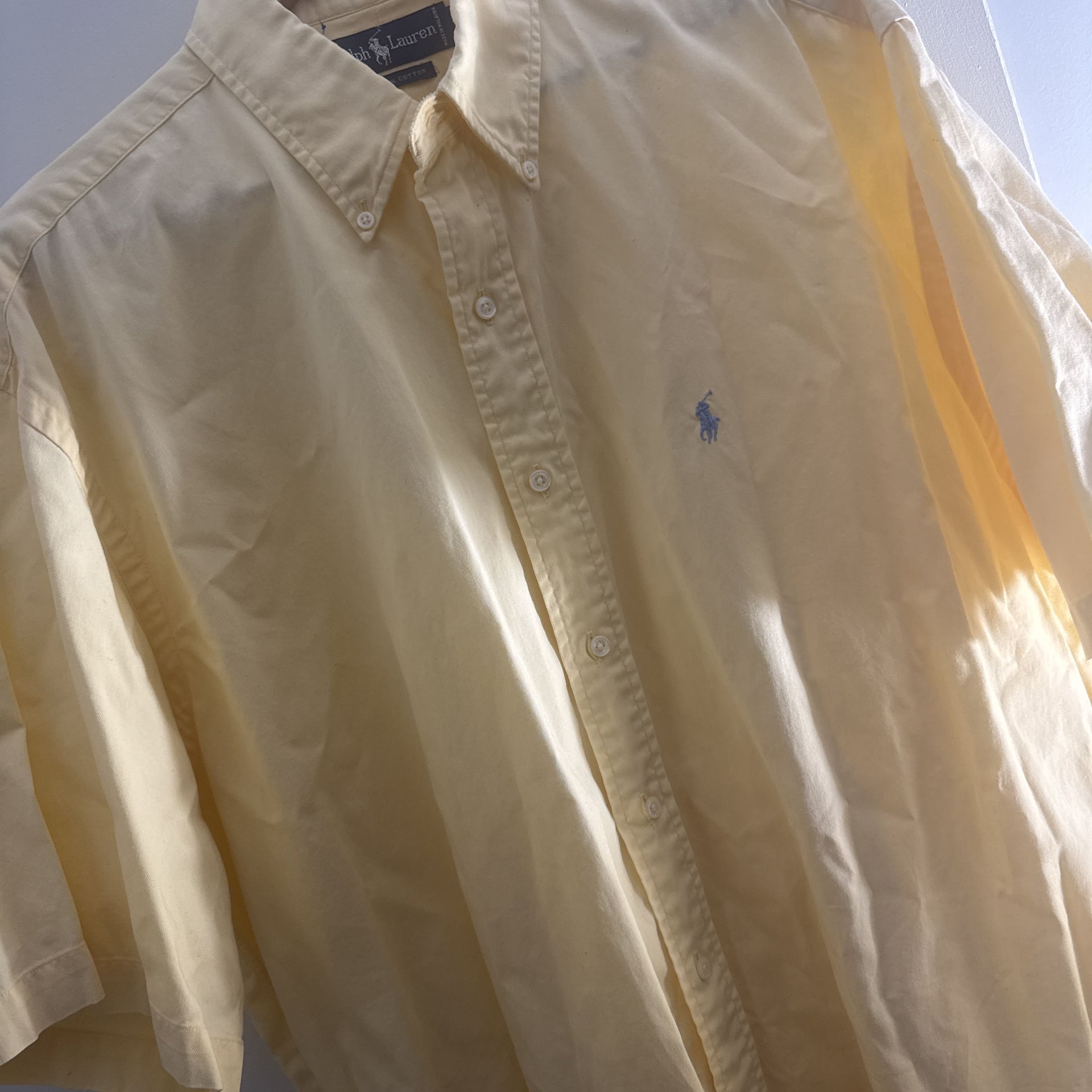 Ralph Lauren Shirt Mens Large Blake Solid Yellow Long Sleeve Button Up 4