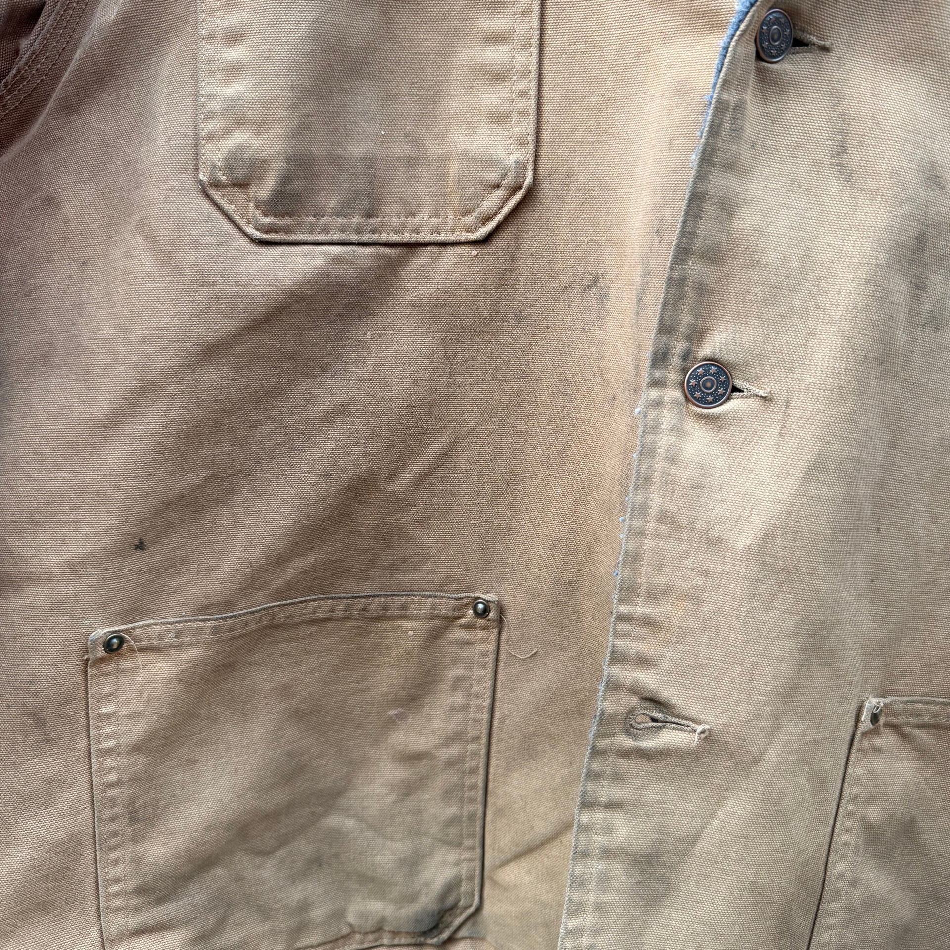 Vintage Distressed Union Line Heavyweight Duck Blanket Lined Chore Jacket 4