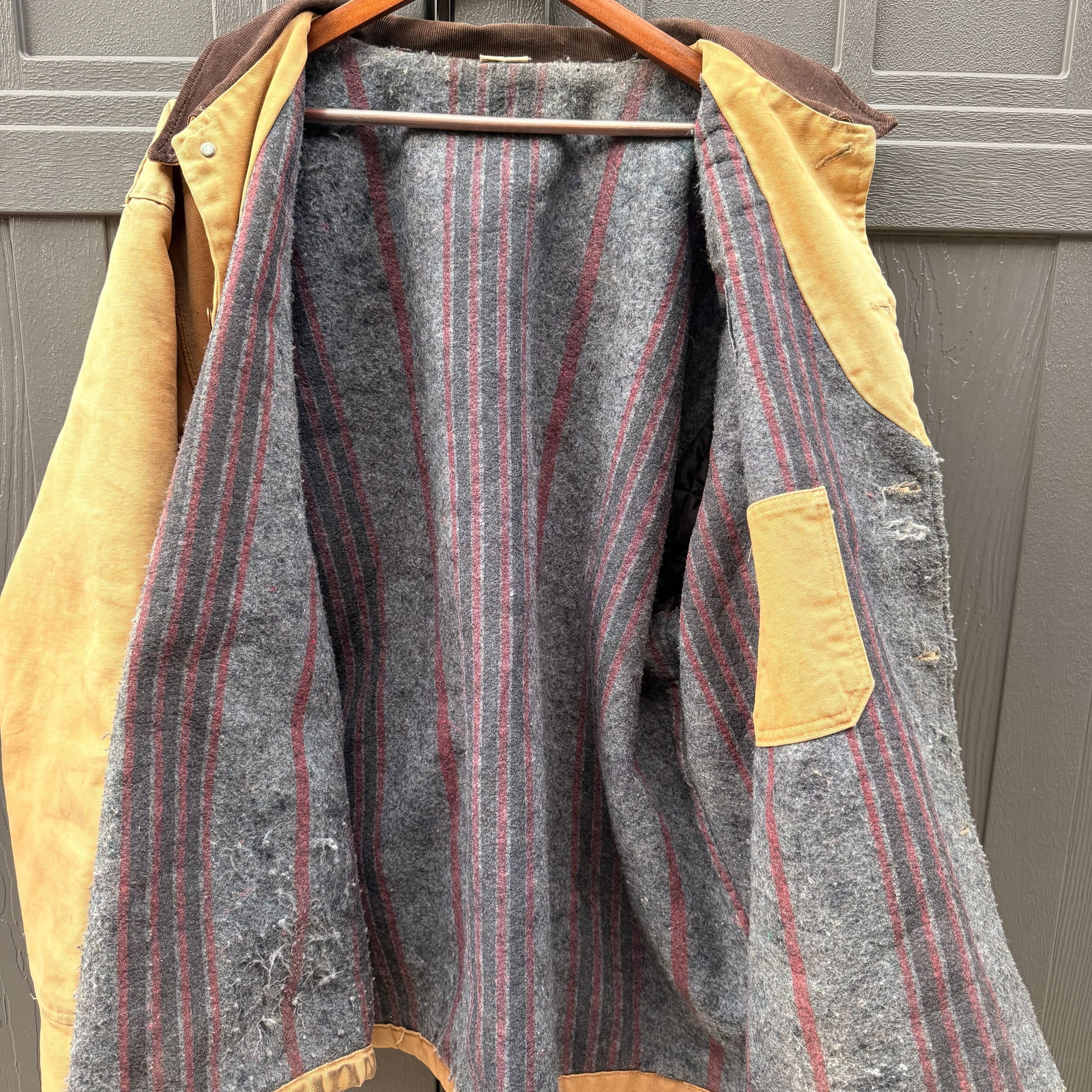 Vintage Distressed Union Line Heavyweight Duck Blanket Lined Chore Jacket 7