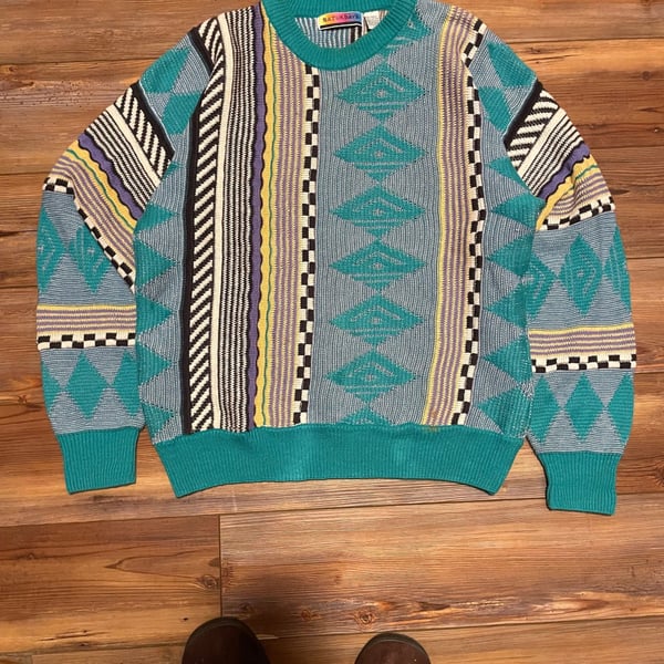 Vintage Coogi Style Colorful Knit Sweater
