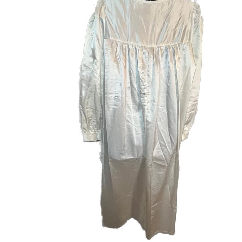 Vintage Bali Studio Satin Lace Night Gown Off White Medium 5