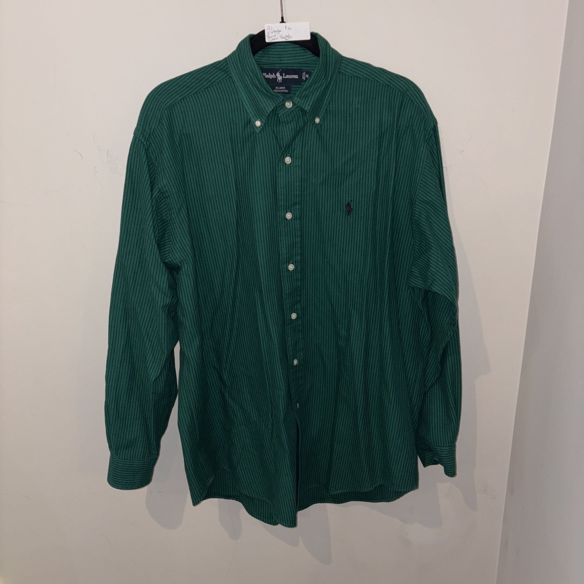 Vintage Ralph Lauren Classic Fit Fannel Long Sleeves Button Green Plaid Men- M 2