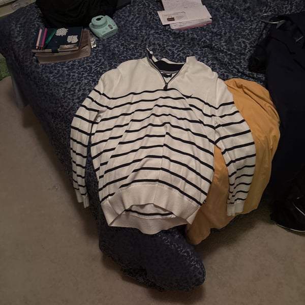 Club Room Mens Striped Pullover Sweater, brightwhite, X-Large : ,