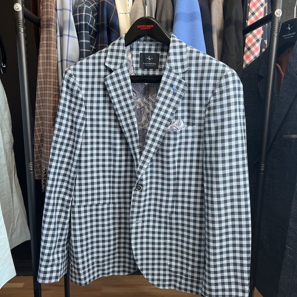 TailorByrd Modern Fit Blue Check Sport Coat 42S