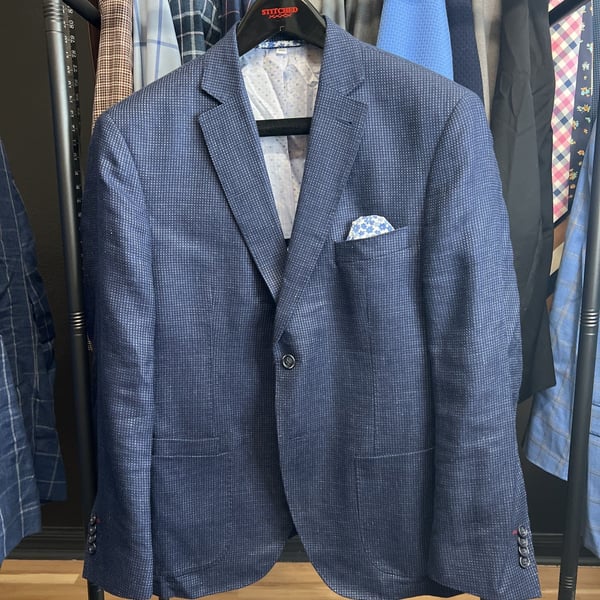 JKT New York Trent Sport Coat 42 Short Blue Wool Blend Two Button