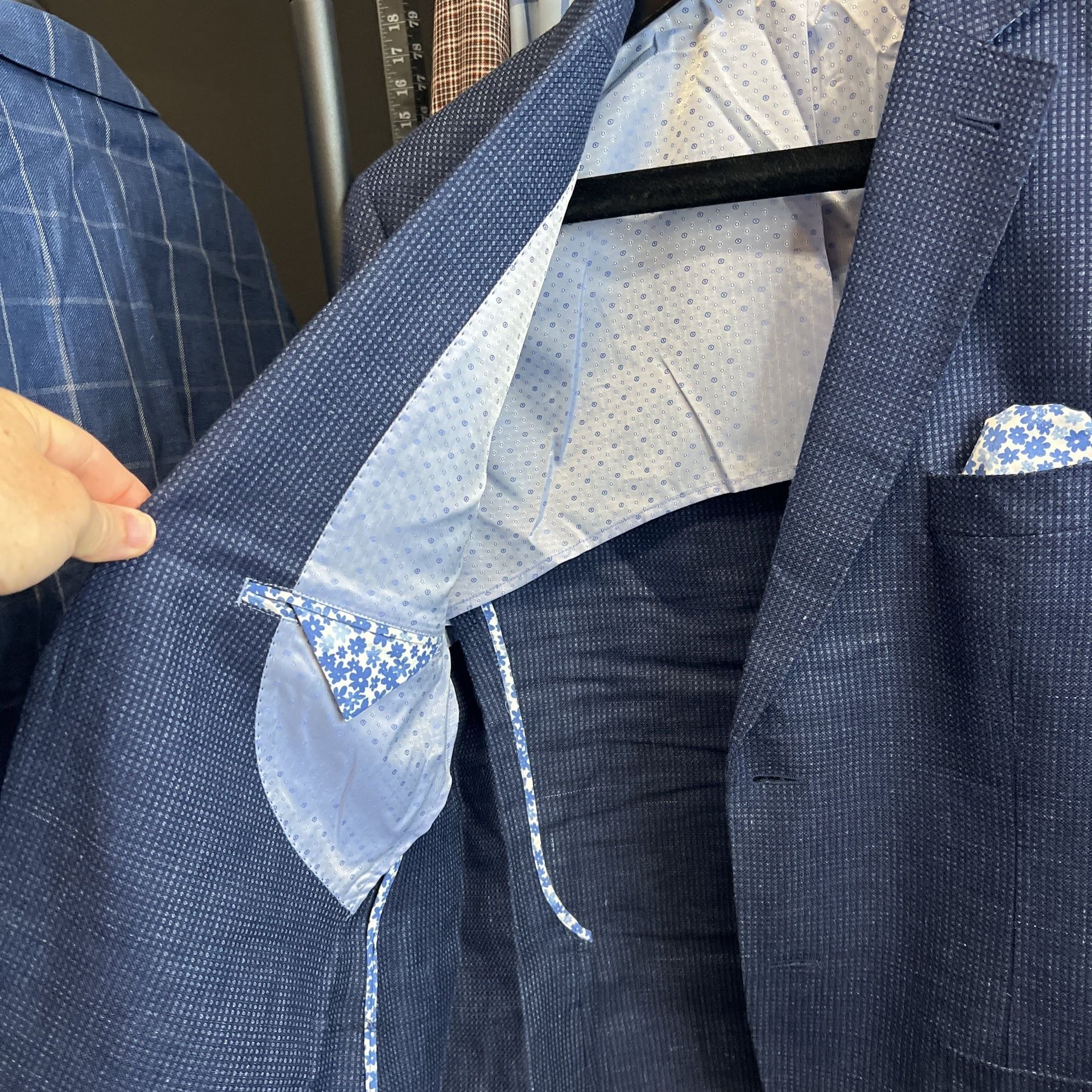 JKT New York Trent Sport Coat 42 Short Blue Wool Blend Two Button 2
