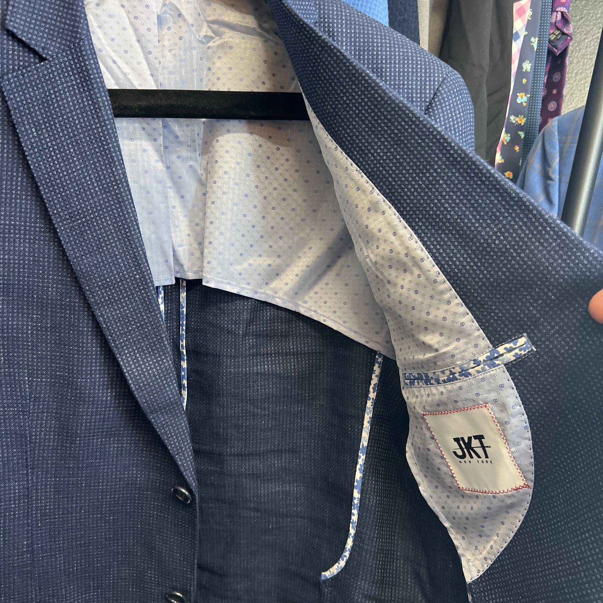 JKT New York Trent Sport Coat 42 Short Blue Wool Blend Two Button 3