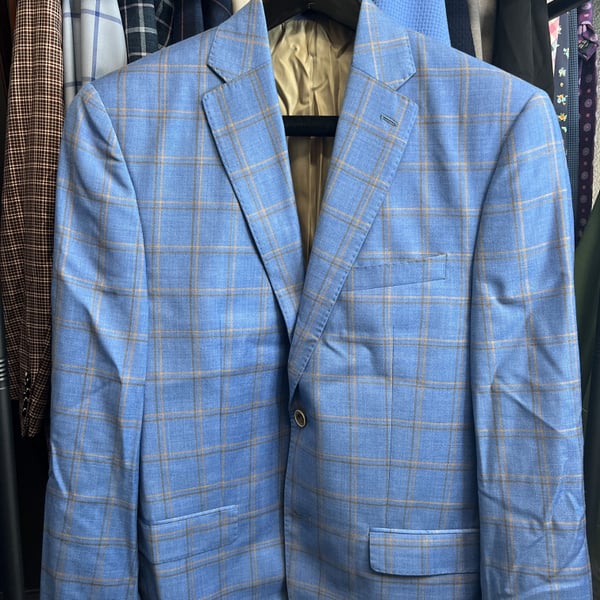 Tailored by STITCHED LV XXXX Collection - Sportcoat - Blue, Tan Plaid 40R 