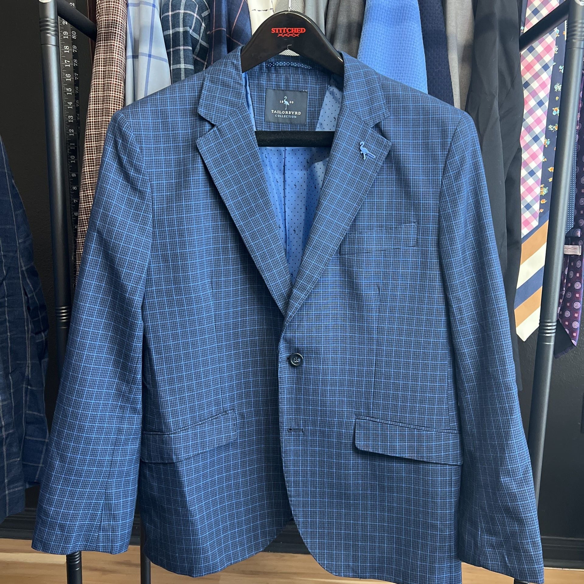 TailorByrd Blue Windowpane Sport Coat Blazer 42S 2