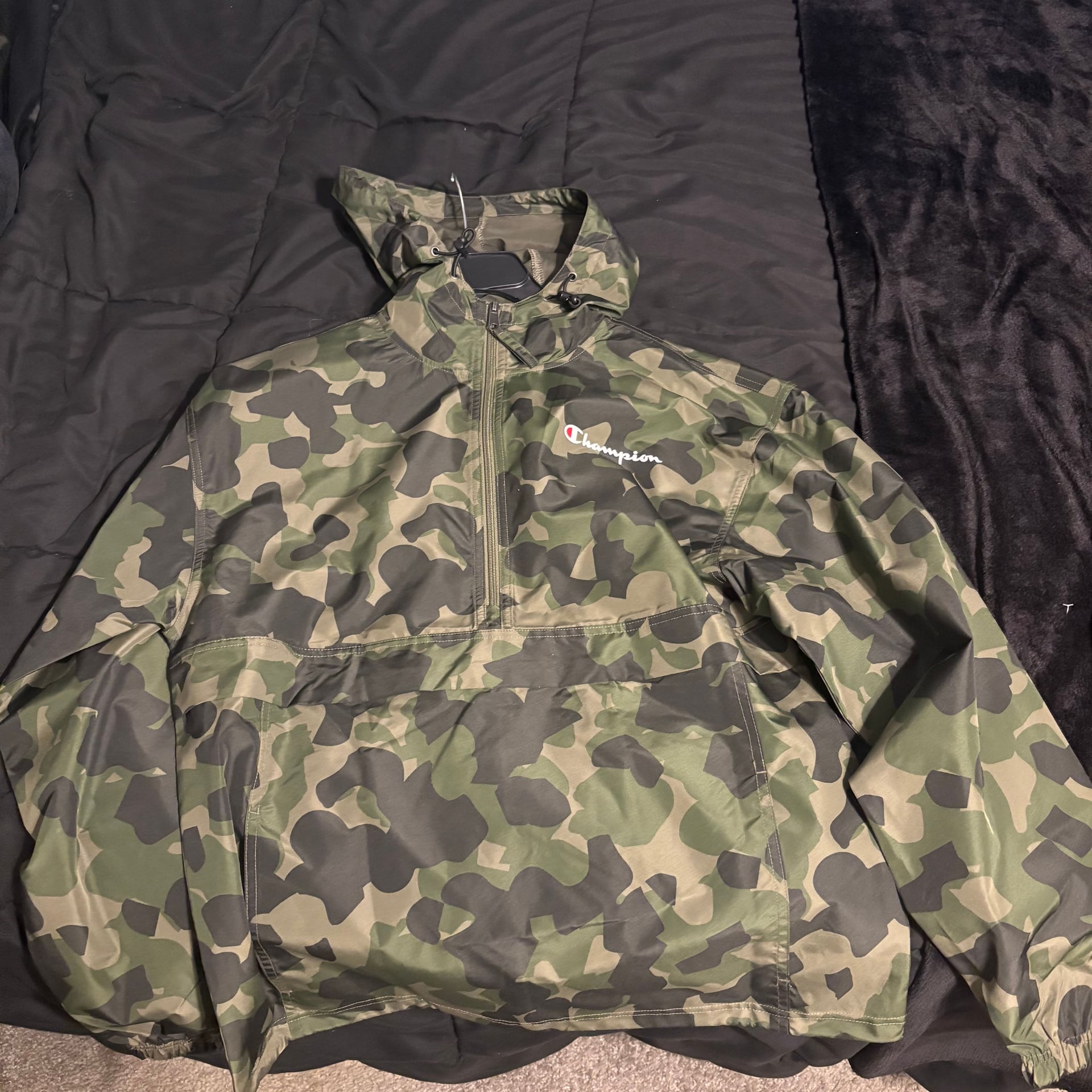 Champion Green Camouflage Packable Windbreaker Jacket 1