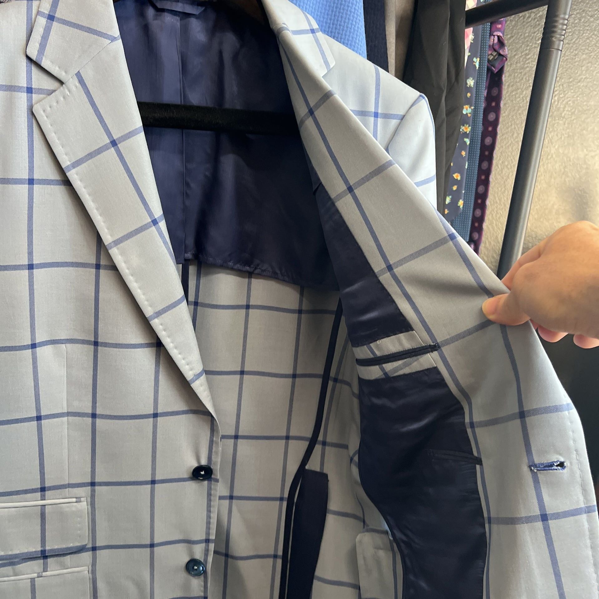 Custom Tailored by STITCHED in LV Light Blue Plaid Italian 40S Black Label 3