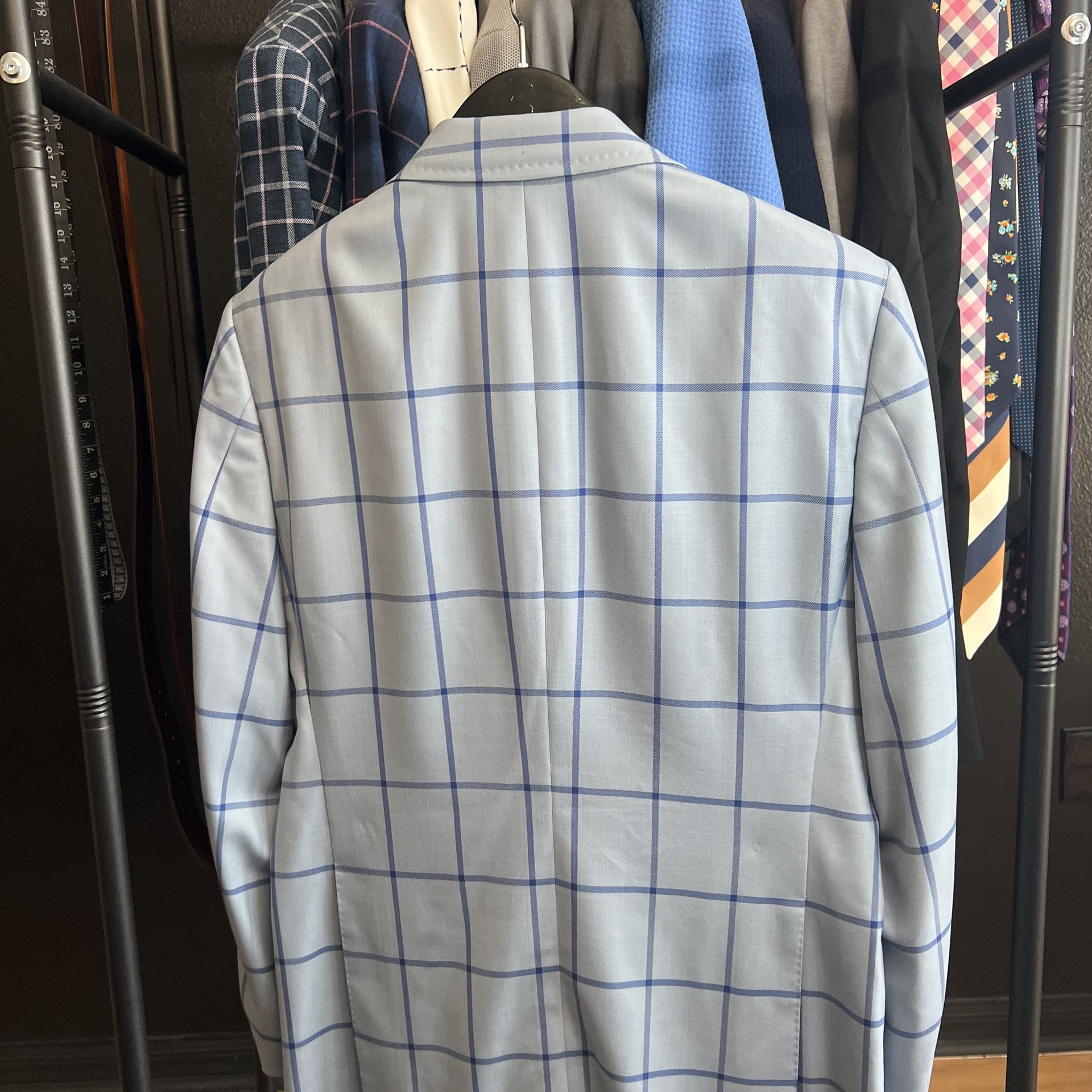 Custom Tailored by STITCHED in LV Light Blue Plaid Italian 40S Black Label 4