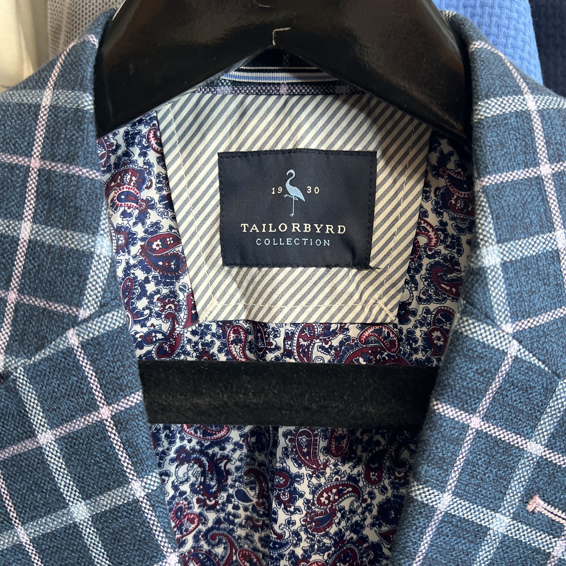 Tailorbyrd Men's Blue Windowpane Plaid Sport Coat Blazer 42S 2