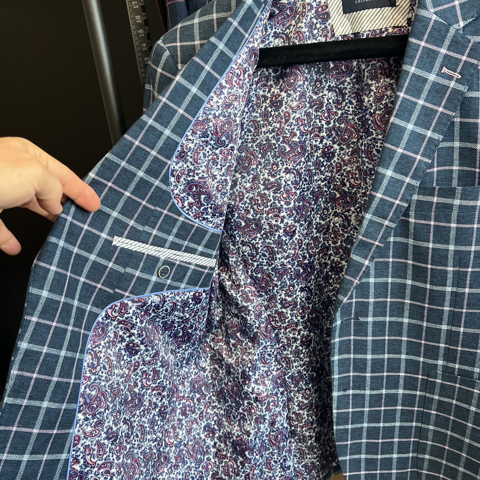 Tailorbyrd Men's Blue Windowpane Plaid Sport Coat Blazer 42S 3