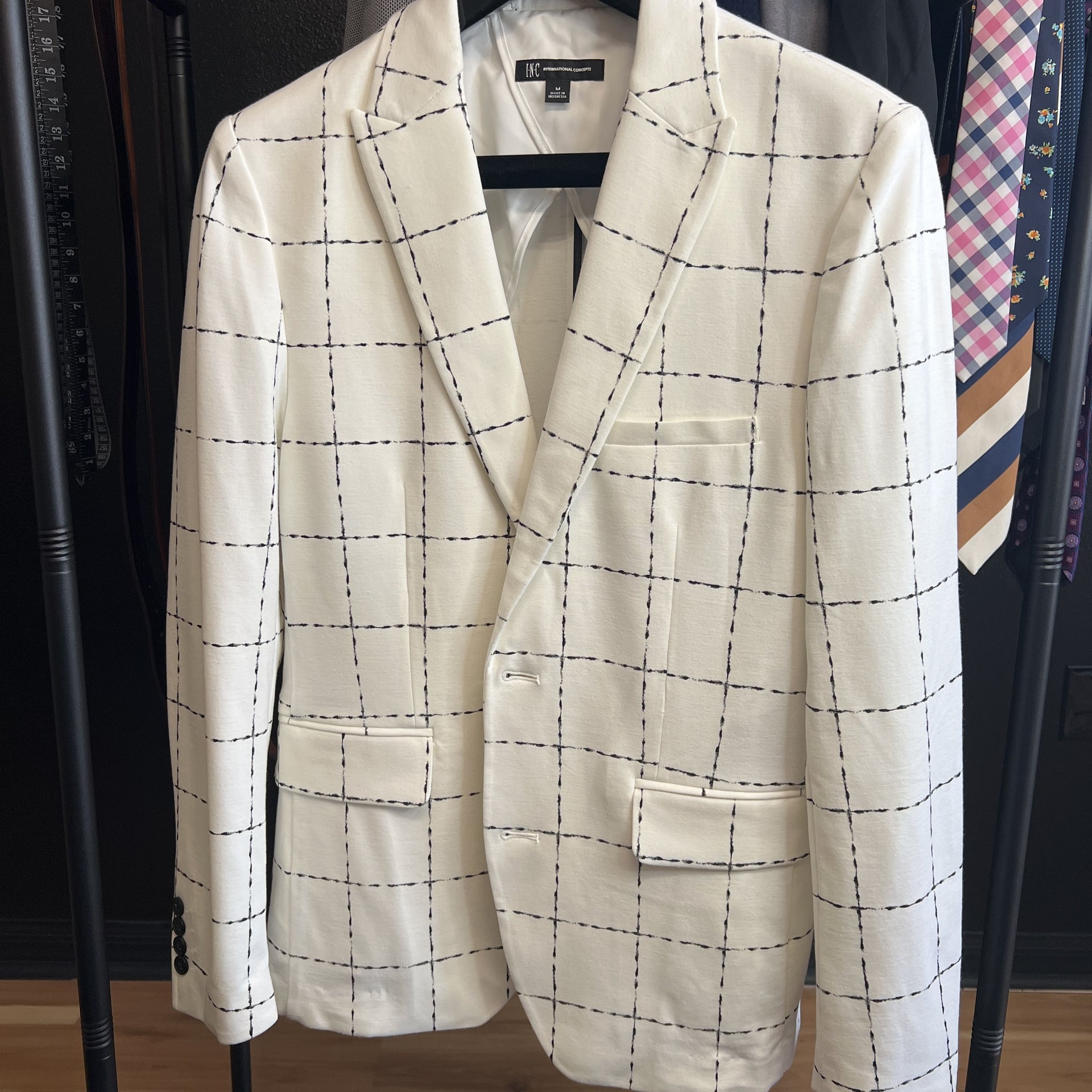INC International Concepts Men's Slim-Fit Sketch Grid Blazer 1