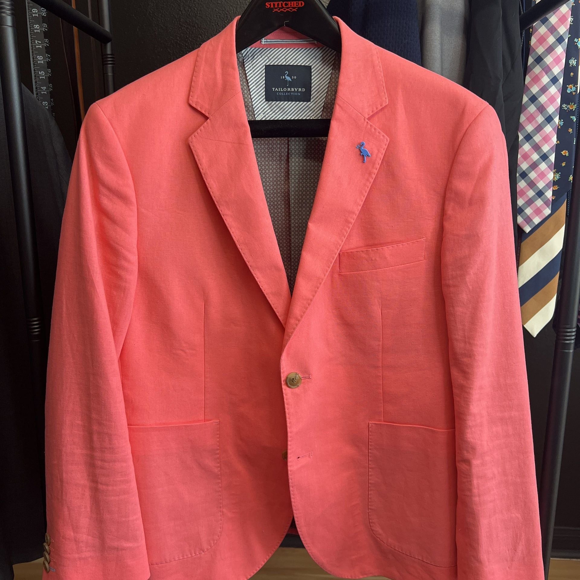 Tailorbyrd Men's Coral Linen Blend Sport Coat 42S 1