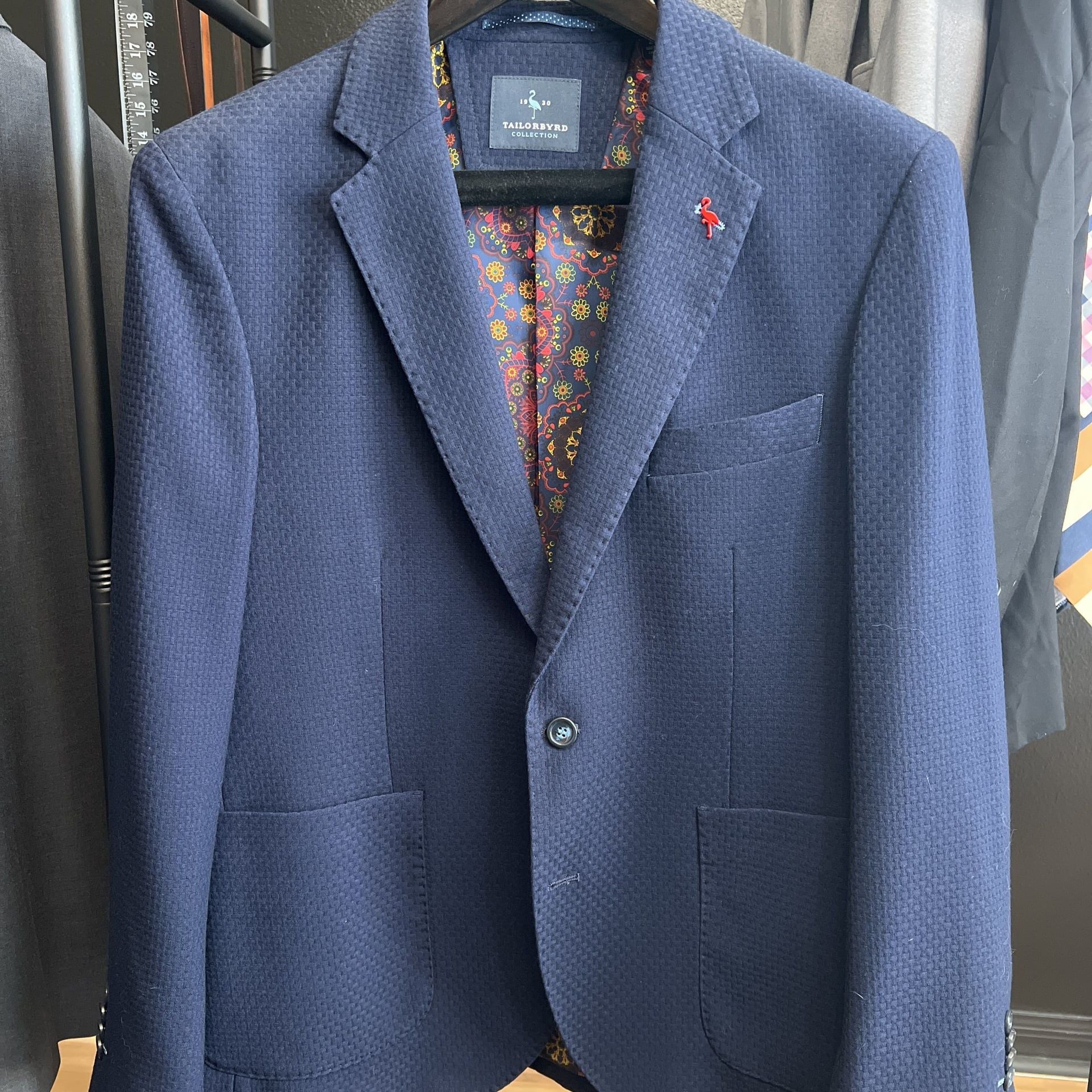 Tailorbyrd Collection Men's Blue Plaid Check Stretch Sport Coat Blazer 42S 1